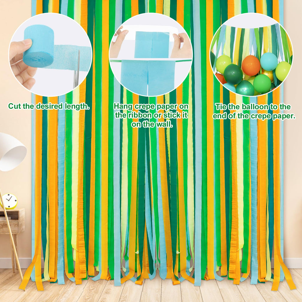 Ouddy Party Dinosaur Birthday Decorations Kit — Banner, Arch, Foil Balloons & Crepe Streamers