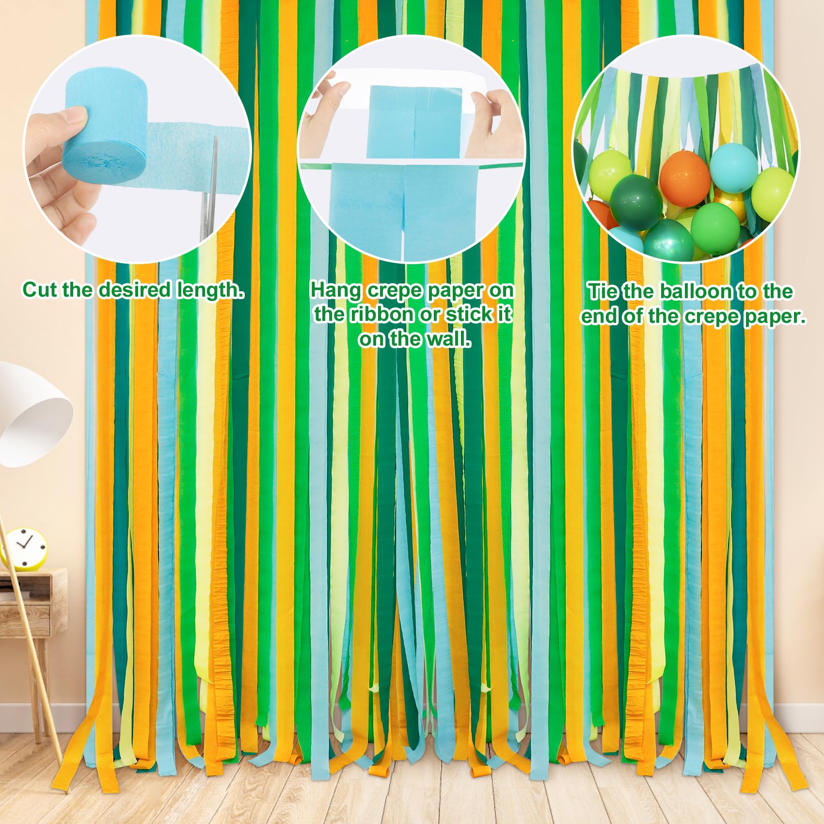 Ouddy Party Dinosaur Birthday Decorations Kit — Banner, Arch, Foil Balloons & Crepe Streamers