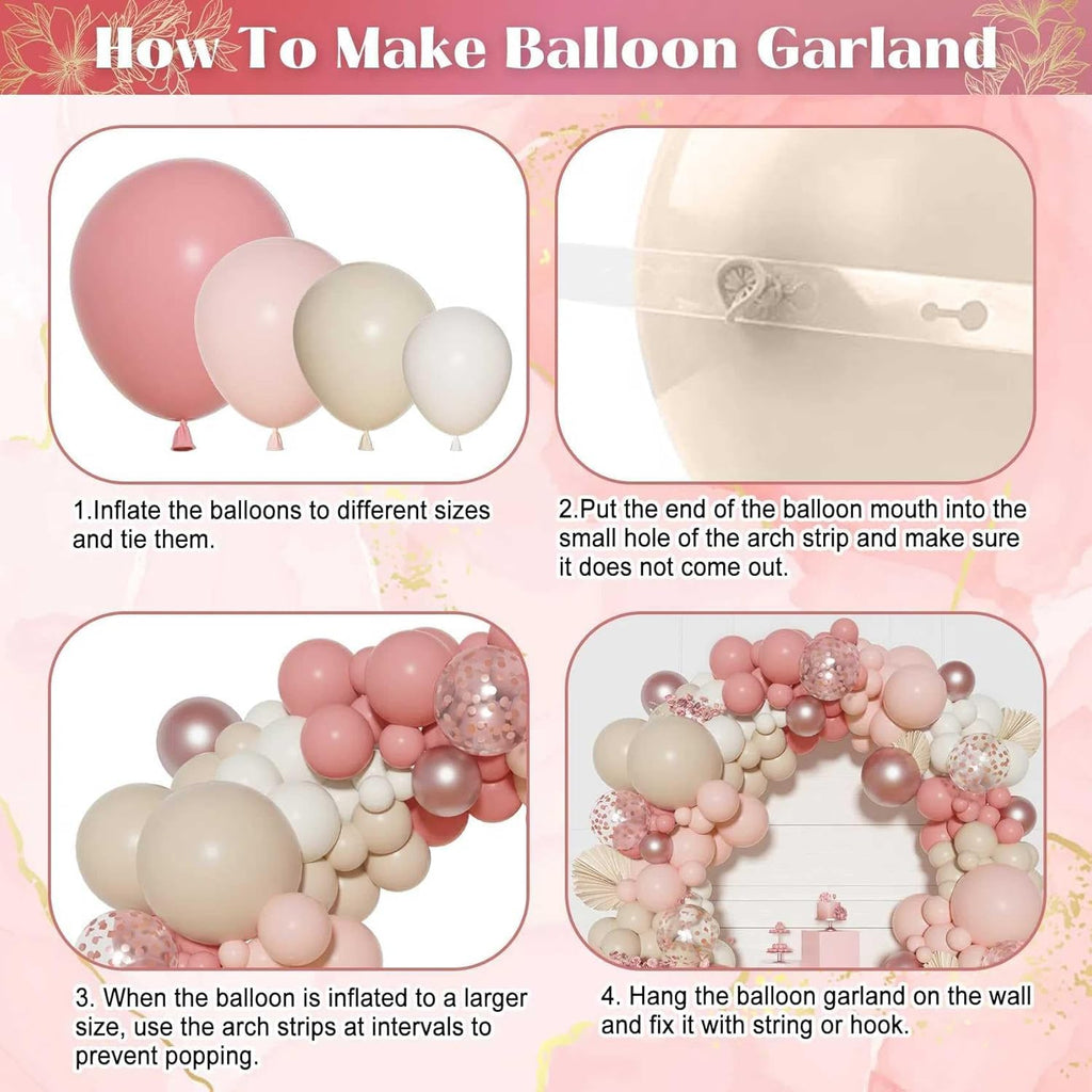 Ouddy Party Dusty Pink Balloon Arch Garland Kit | Boho Latex Balloons for Baby Showers & Parties