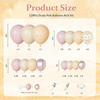 Ouddy Party Boho Dusty Pink Balloons Garland Arch Kit – 18/12/10/5 Inch Latex & Confetti