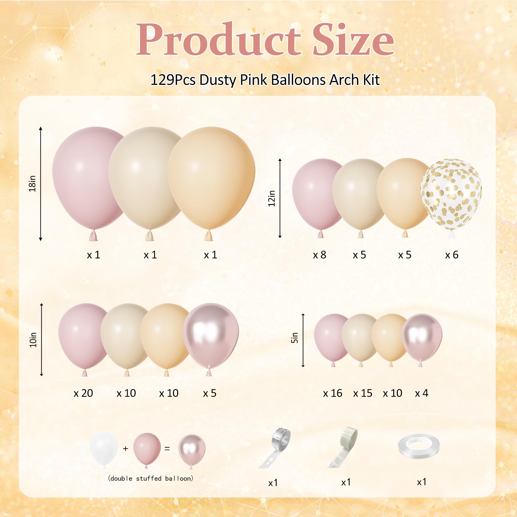 Ouddy Party Boho Dusty Pink Balloons Garland Arch Kit – 18/12/10/5 Inch Latex & Confetti