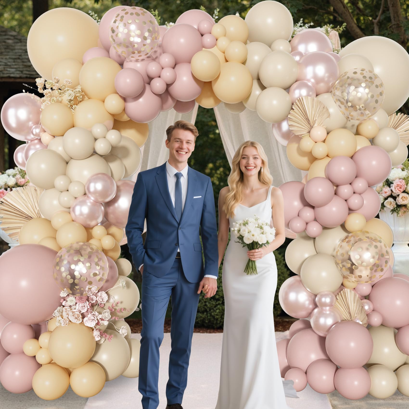 Ouddy Party Boho Dusty Pink Balloons Garland Arch Kit – 18/12/10/5 Inch Latex & Confetti