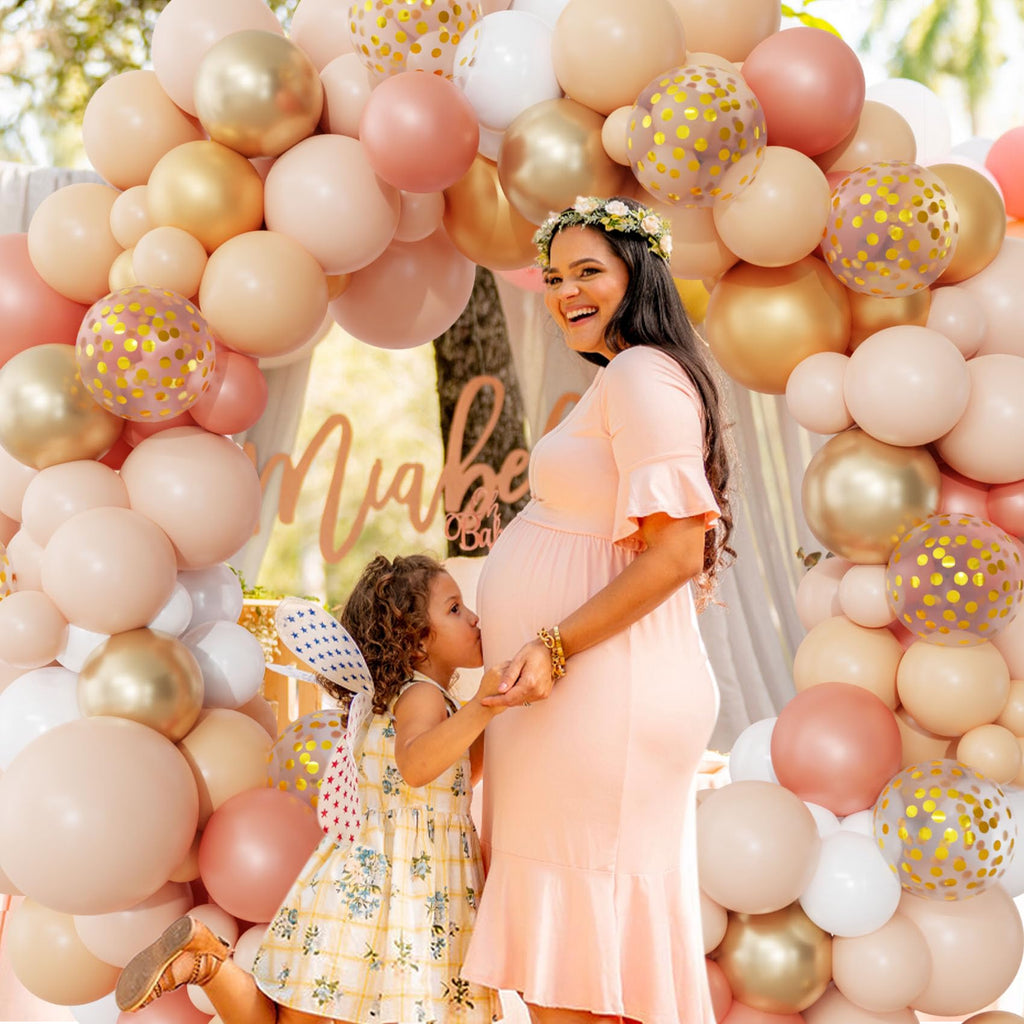 Ouddy Party Blush Balloons Arch Kit — 12in/10in/5in Latex Balloons in Peach & Rose Gold for Weddings & Parties