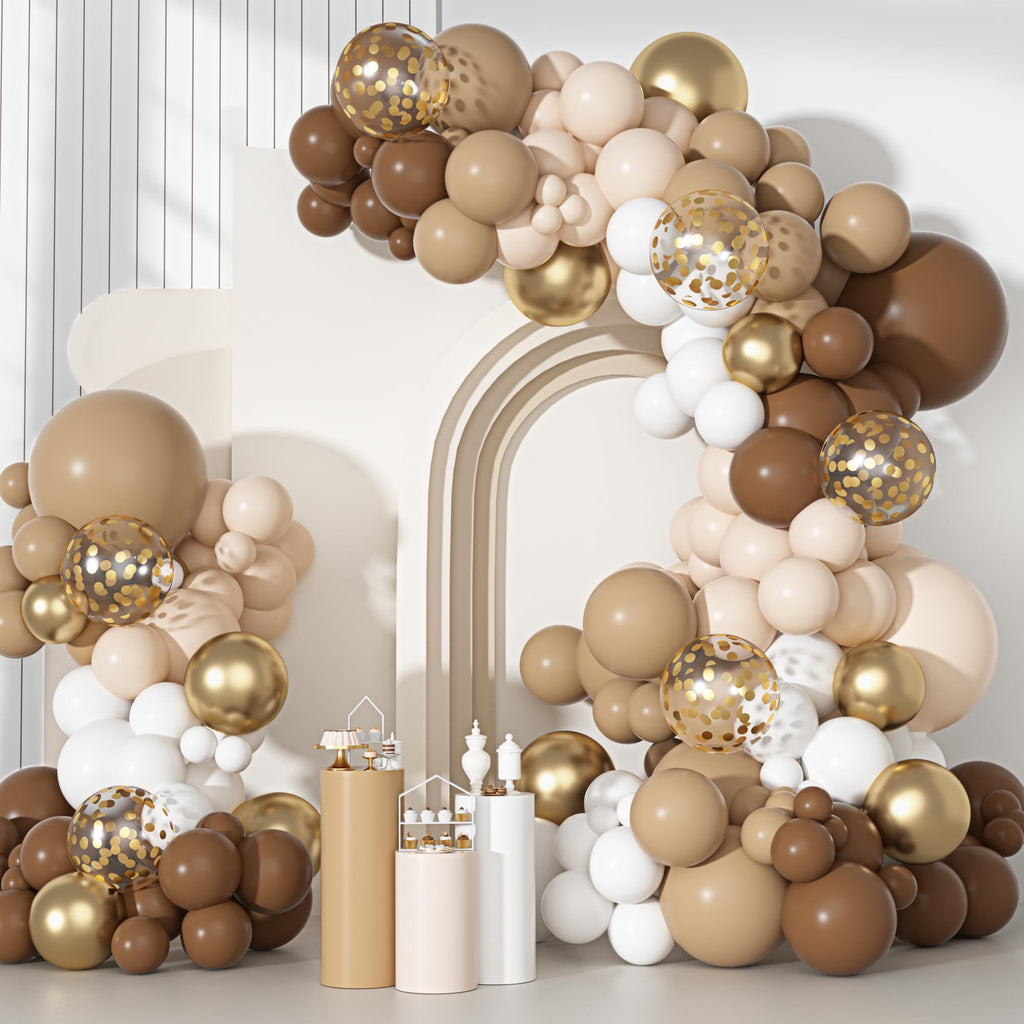 Ouddy Party Brown Balloons Arch Garland Kit — Neutral Boho Decor (18in/12in/10in/5in)