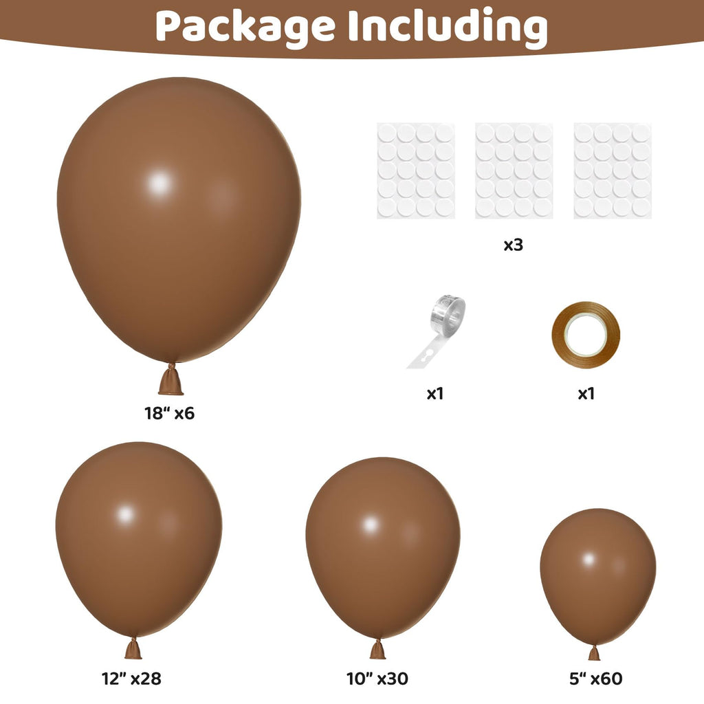 Ouddy Party 129Pcs Brown Balloon Arch Kit – 18/12/10/5in Latex Balloons
