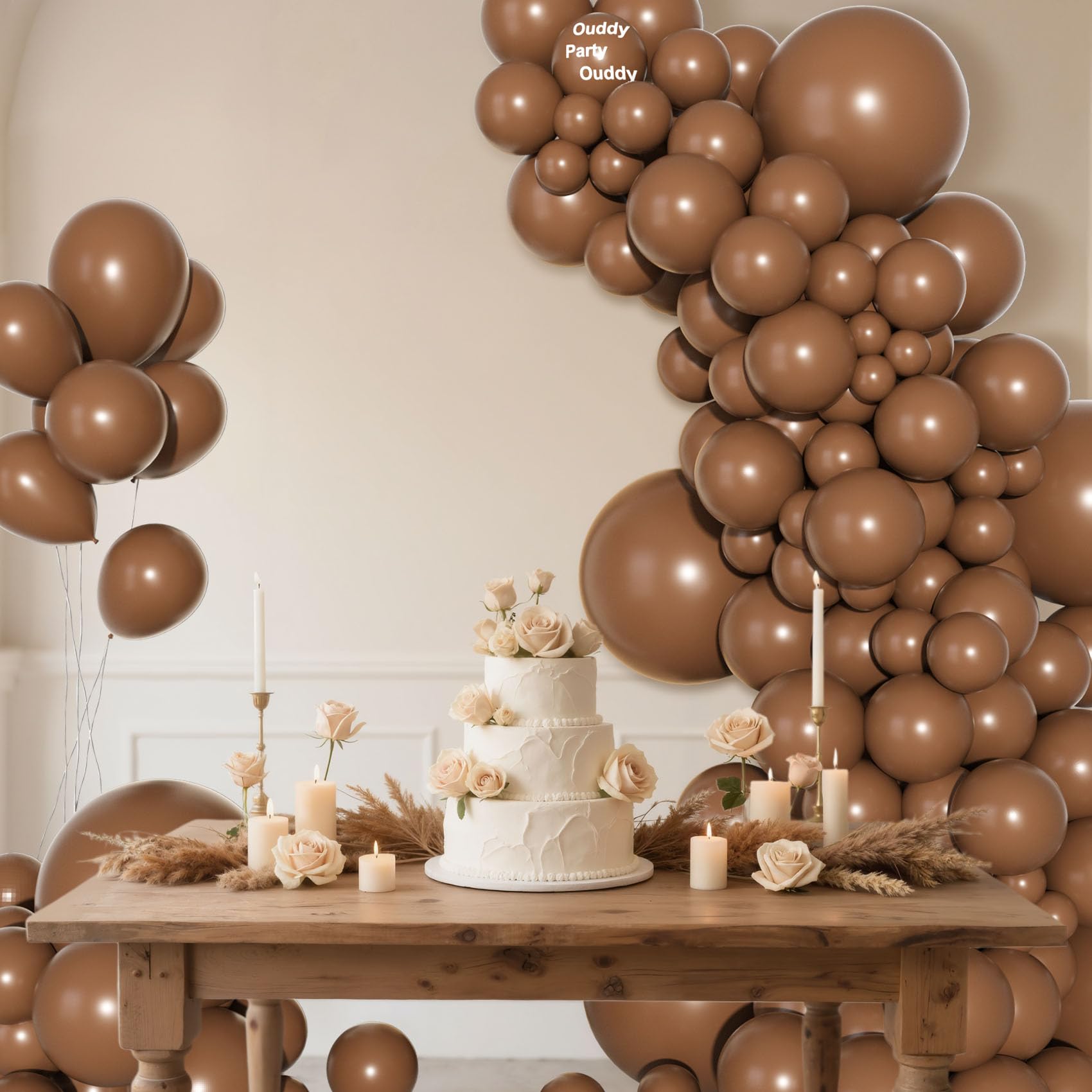Ouddy Party 129Pcs Brown Balloon Arch Kit – 18/12/10/5in Latex Balloons