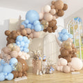 Ouddy Party Brown Coffee Blue Balloon Arch Kit 142Pcs – Boho Nude Balloons for Baby Shower & Gender Reveal