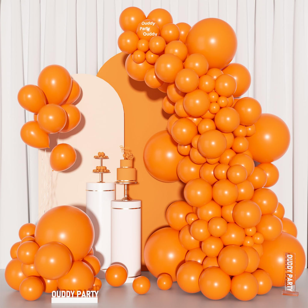 Ouddy Party 129Pcs Orange Balloon Arch Kit – 18/12/10/5in Latex Balloons for Parties