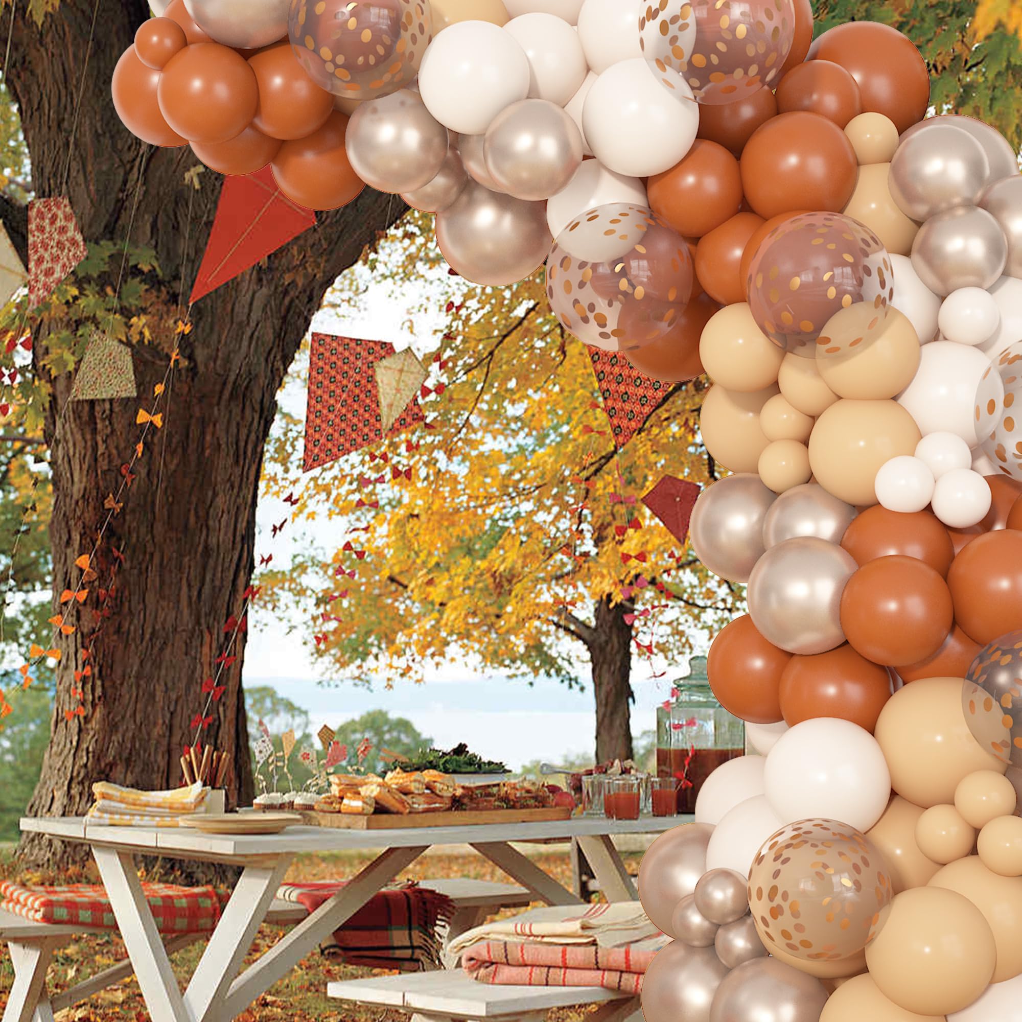 Ouddy Party 129Pcs Burnt Orange Balloon Arch Kit – 18/12/10/5in Latex Balloons