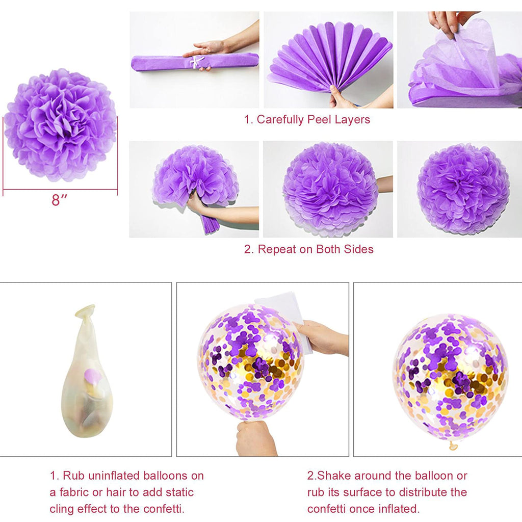 Ouddy Party Purple Birthday Decorations Kit – Butterfly Garland, Banner, Balloons