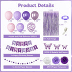 Ouddy Party Purple Birthday Decorations for Women & Girls – Confetti Balloons, Lavender Pink Theme