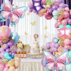 Ouddy Party 163Pcs Butterfly Pink & Purple Balloons Garland Arch Kit – Birthday & Baby Shower Decor