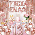 Ouddy Party 13th Birthday Decorations for Girls – Rose Gold Teenager Set