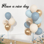 Ouddy Party 72pcs Dusty Blue & Gold Balloons Set – 12in Latex Confetti & Pastel Mix
