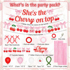 Ouddy Party Cherry Party Decorations – She's The Cherry On Top Banner, Balloons & Toppers