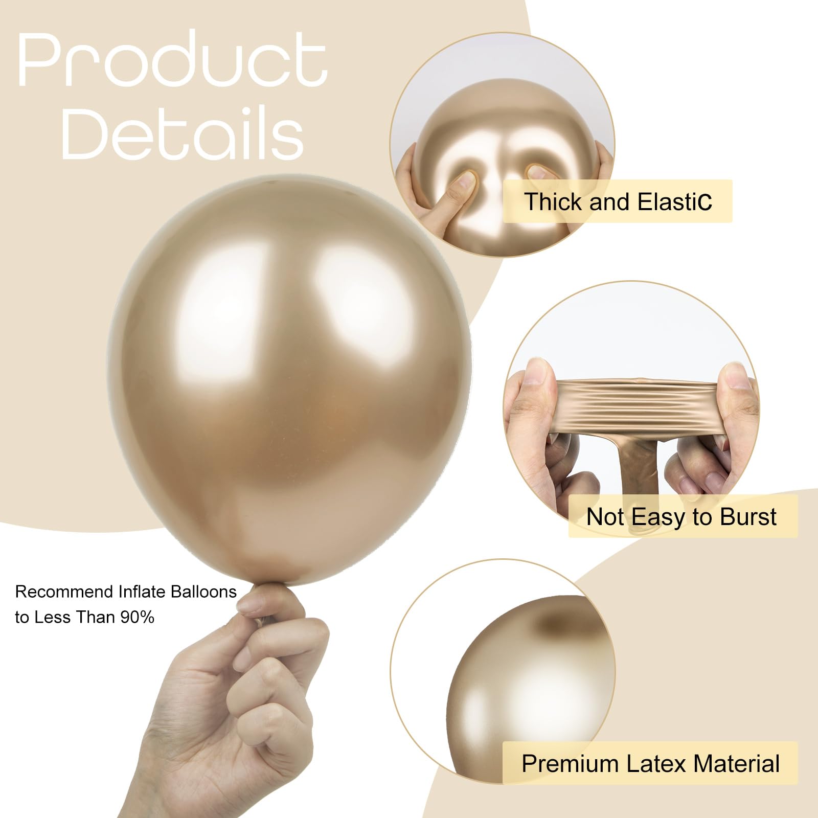 Ouddy Party Chrome Gold Balloon Kit – 129Pcs Balloons & 18 Inch Arch Kit