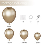 Ouddy Party Chrome Gold Balloon Kit – 129Pcs Balloons & 18 Inch Arch Kit