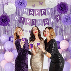 Ouddy Party Purple Birthday Decorations for Women & Girls – Confetti Balloons, Lavender Pink Theme
