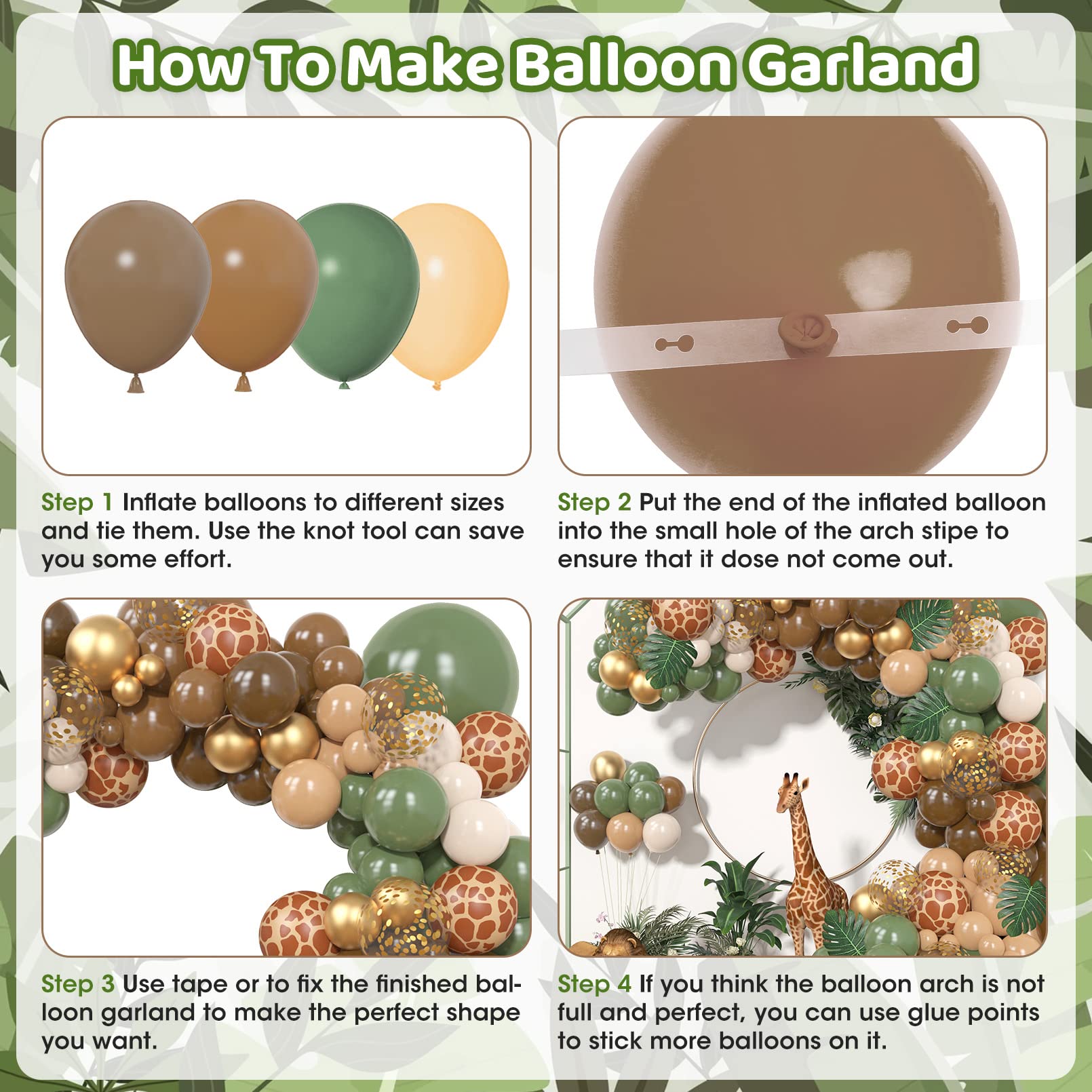 Ouddy Party 170Pcs Jungle Safari Balloons Garland Kit – Safari Party Decor