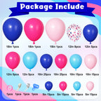 Ouddy Party 170Pcs Blue & Pink Balloons Arch Garland Kit – Royal Blue, Light Blue & Hot Pink Confetti Balloons