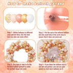 Ouddy Party Blush Balloons Arch Kit — 12in/10in/5in Latex Balloons in Peach & Rose Gold for Weddings & Parties
