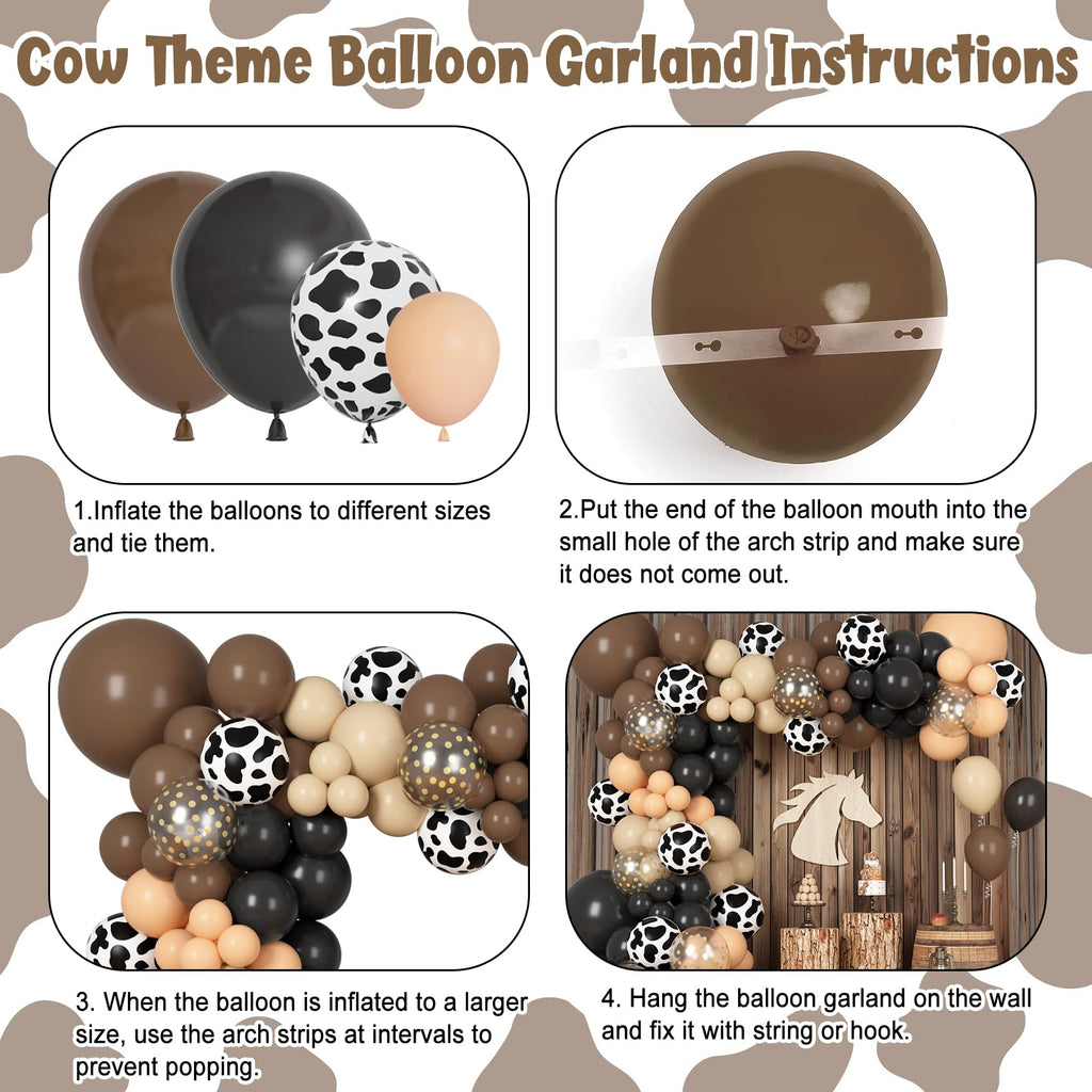 Ouddy Party 170Pcs Western Cowboy Balloon Arch Kit – Cow Print & Confetti Balloons