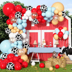 Ouddy Party 170Pcs Cowboy Western Balloons Arch Garland Kit | Red & Blue Cow Print Party Decor