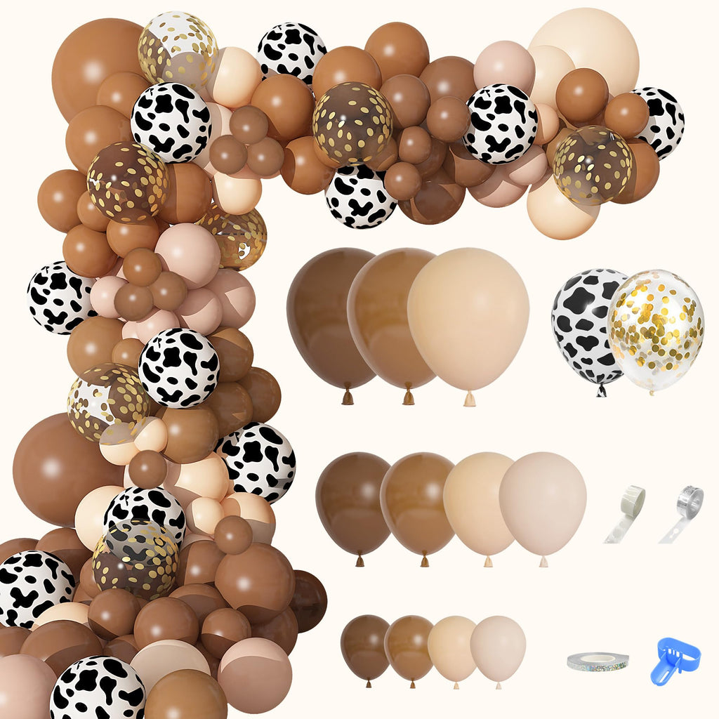 Ouddy Party 170Pcs CowBoy Balloons Garland Arch Kit | Western Cowboy & Cow Print Party Decor