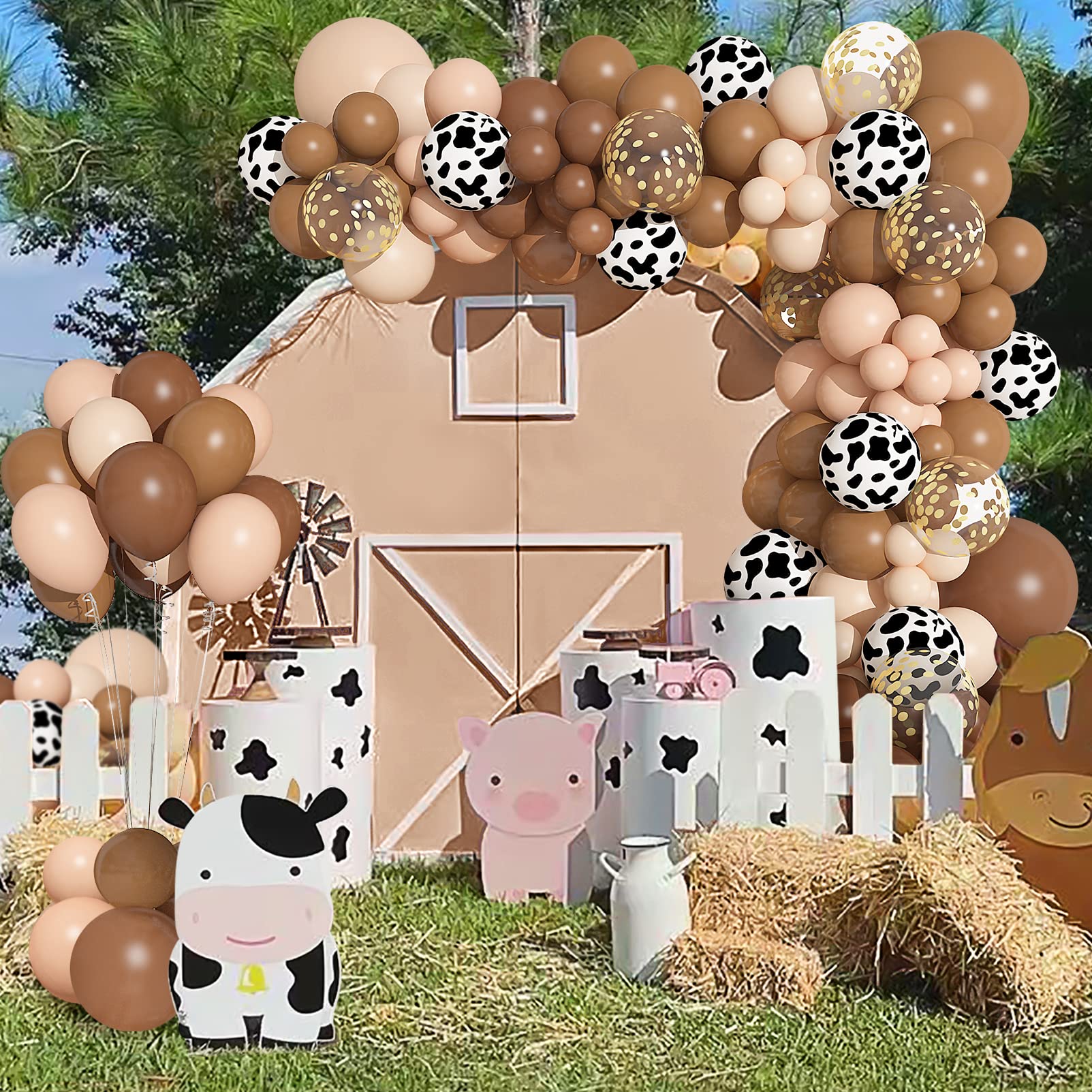 Ouddy Party 170Pcs CowBoy Balloons Garland Arch Kit | Western Cowboy & Cow Print Party Decor