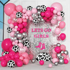 Ouddy Party 170Pcs Cowgirl Balloons Arch Kit – Hot Pink & Silver Cow Print, Western Party Decor