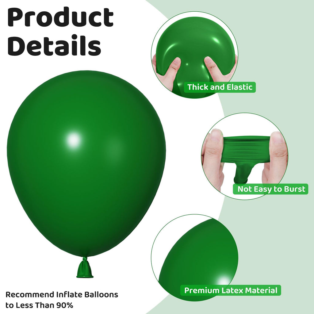 Ouddy Party 129Pcs Dark Green Balloon Arch Kit – Emerald Latex Balloons, Arch Strip & Ribbon