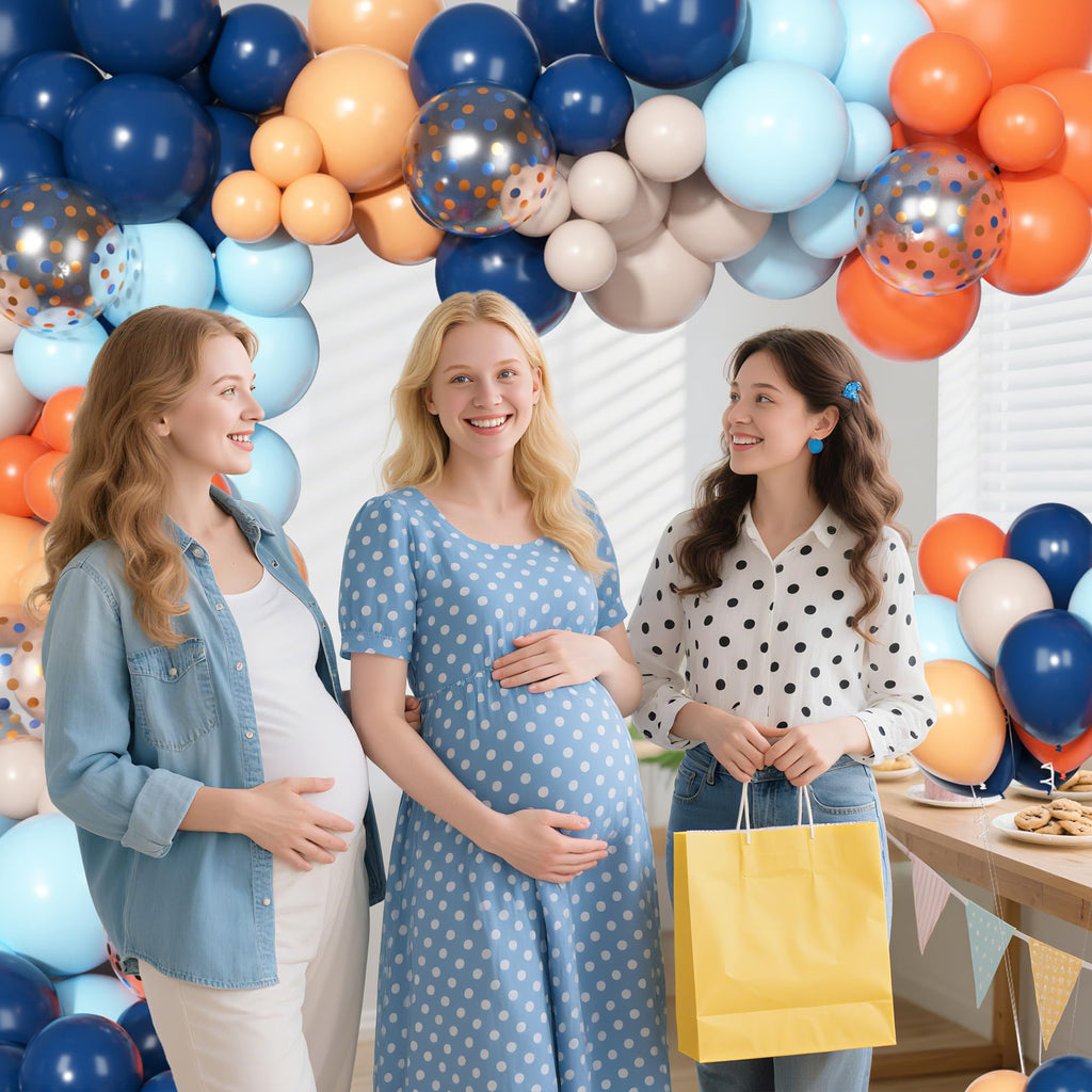 Ouddy Party 170Pcs Balloon Arch Garland Kit – Navy, Light Blue & Orange Confetti Balloons