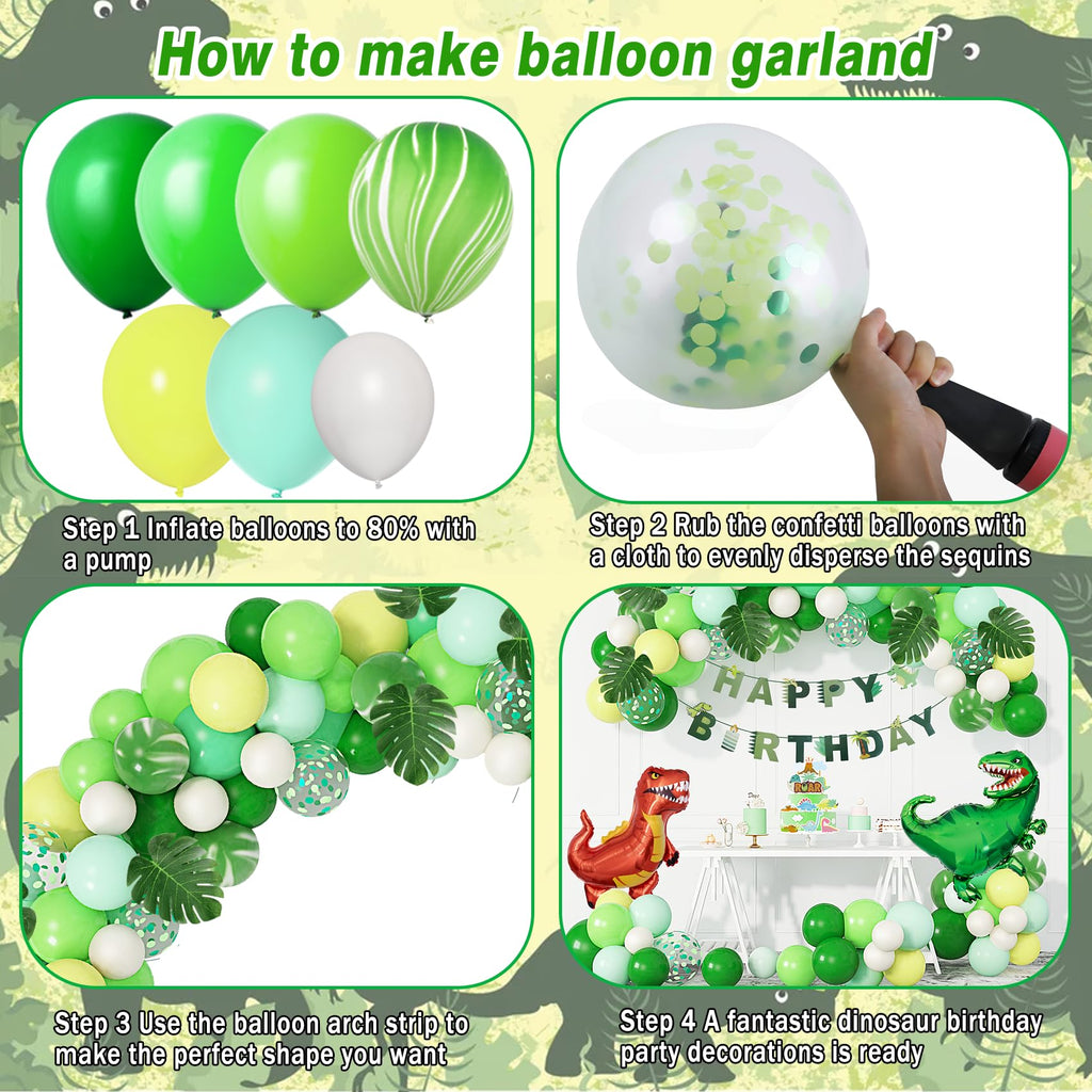 Ouddy Party Dinosaur Birthday Party Decorations - 40in Foil Balloons Arch & Banner Kit
