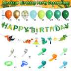 Ouddy Party Dinosaur Birthday Decorations Kit — Banner, Arch, Foil Balloons & Crepe Streamers