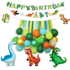 Ouddy Party Dinosaur Birthday Decorations Kit — Banner, Arch, Foil Balloons & Crepe Streamers