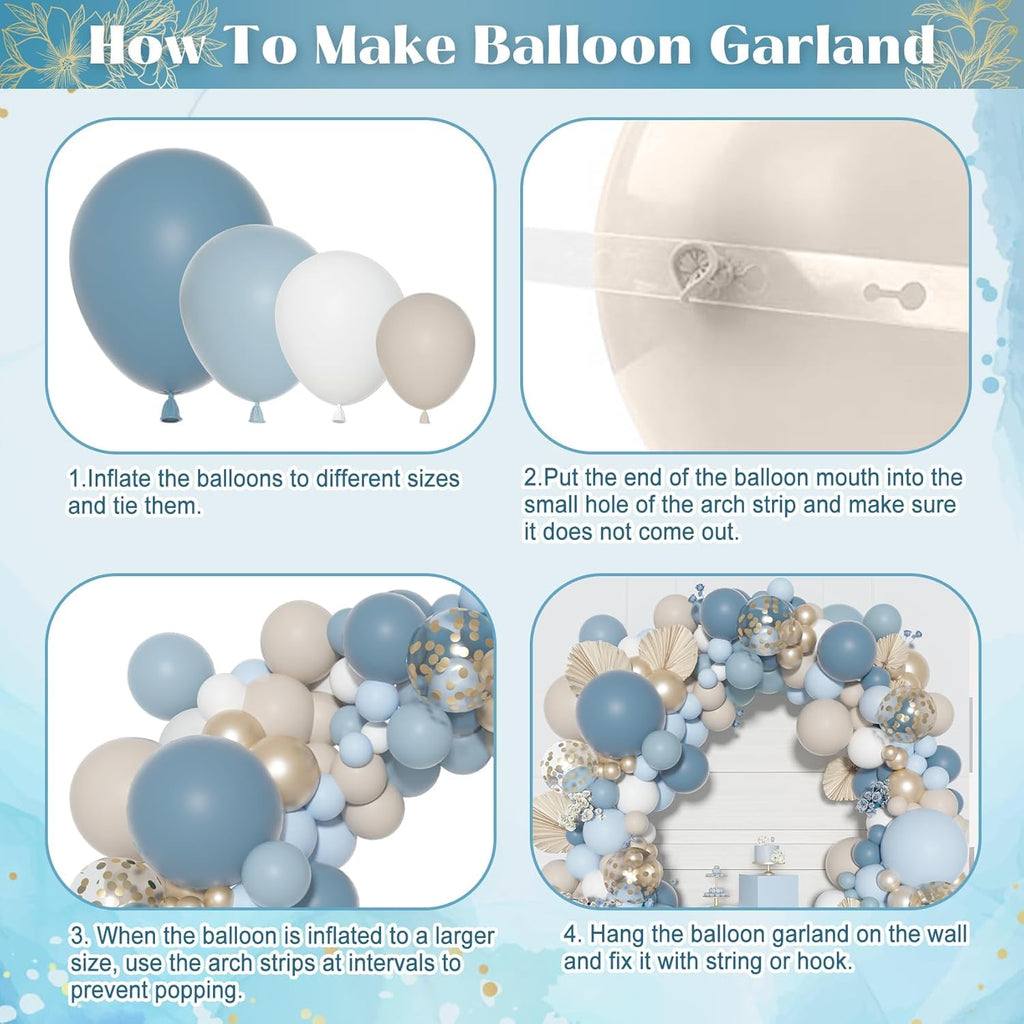 Ouddy Party Dusty Blue Balloon Arch Garland Kit – 18/12/10/5 in Balloons for Baby Showers & Weddings