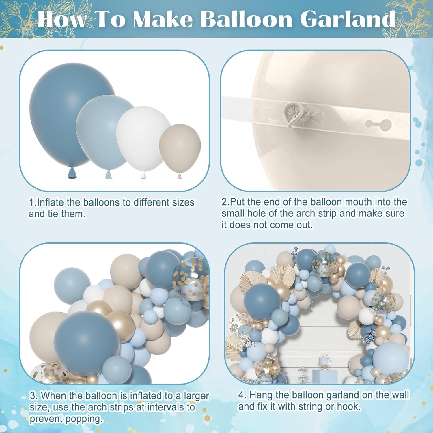 Ouddy Party Dusty Blue Balloon Arch Garland Kit – 18/12/10/5 in Balloons for Baby Showers & Weddings