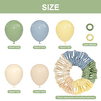Ouddy Party 72pcs Green Dusty Blue Yellow Balloons Set – 12in Sage Green, Dusty Blue, Pastel Yellow, White Sand, Nude