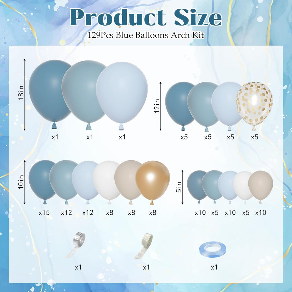 Ouddy Party Dusty Blue Balloon Arch Garland Kit – 18/12/10/5 in Balloons for Baby Showers & Weddings