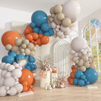 Ouddy Party 149Pcs Dusty Blue & Burnt Orange Balloon Arch Garland Kit – 18in, 12in, 10in & 5in Balloons