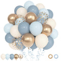 Ouddy Party 72pcs Dusty Blue & Gold Balloons Set – 12in Latex Confetti & Pastel Mix