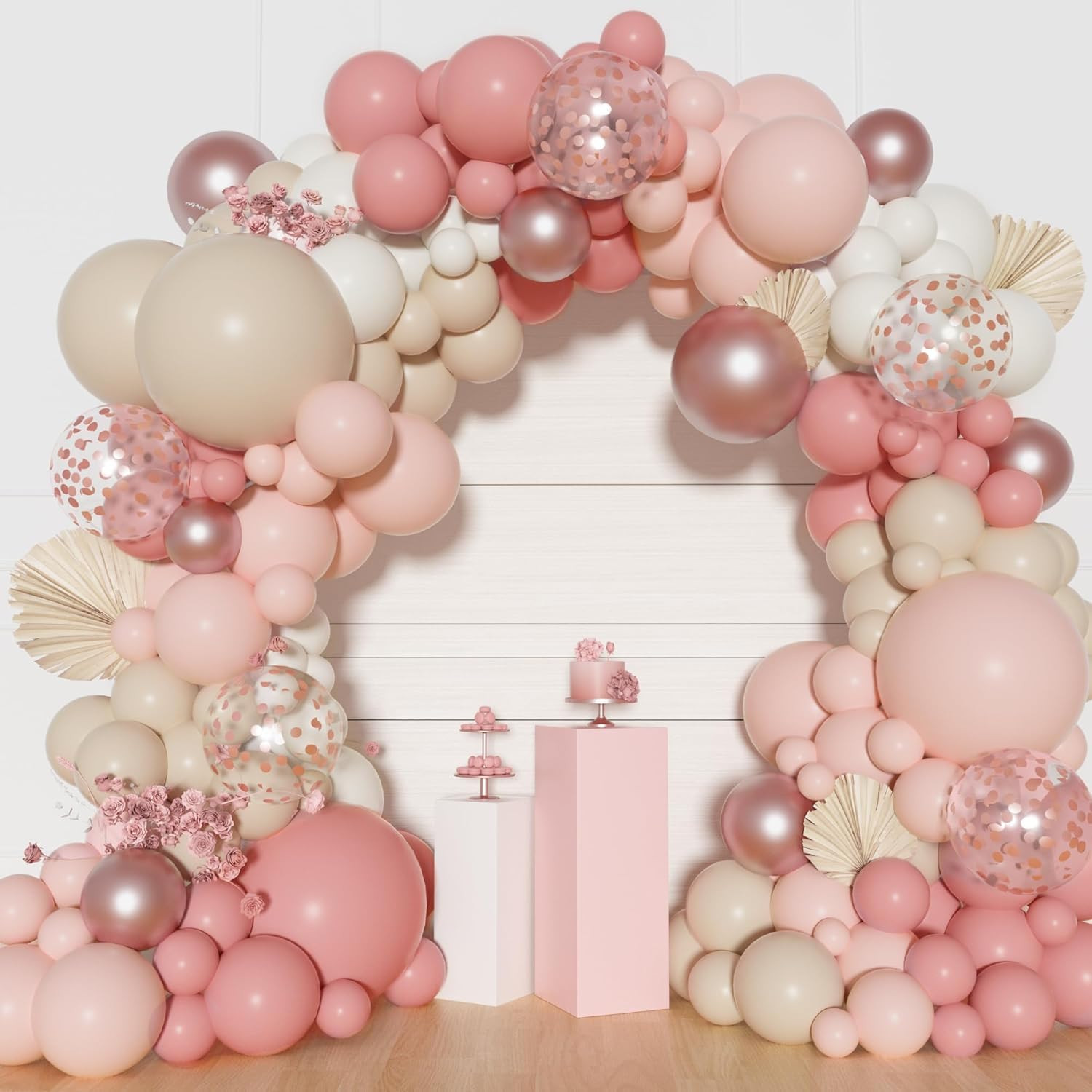 Ouddy Party Dusty Pink Balloon Arch Garland Kit | Boho Latex Balloons for Baby Showers & Parties