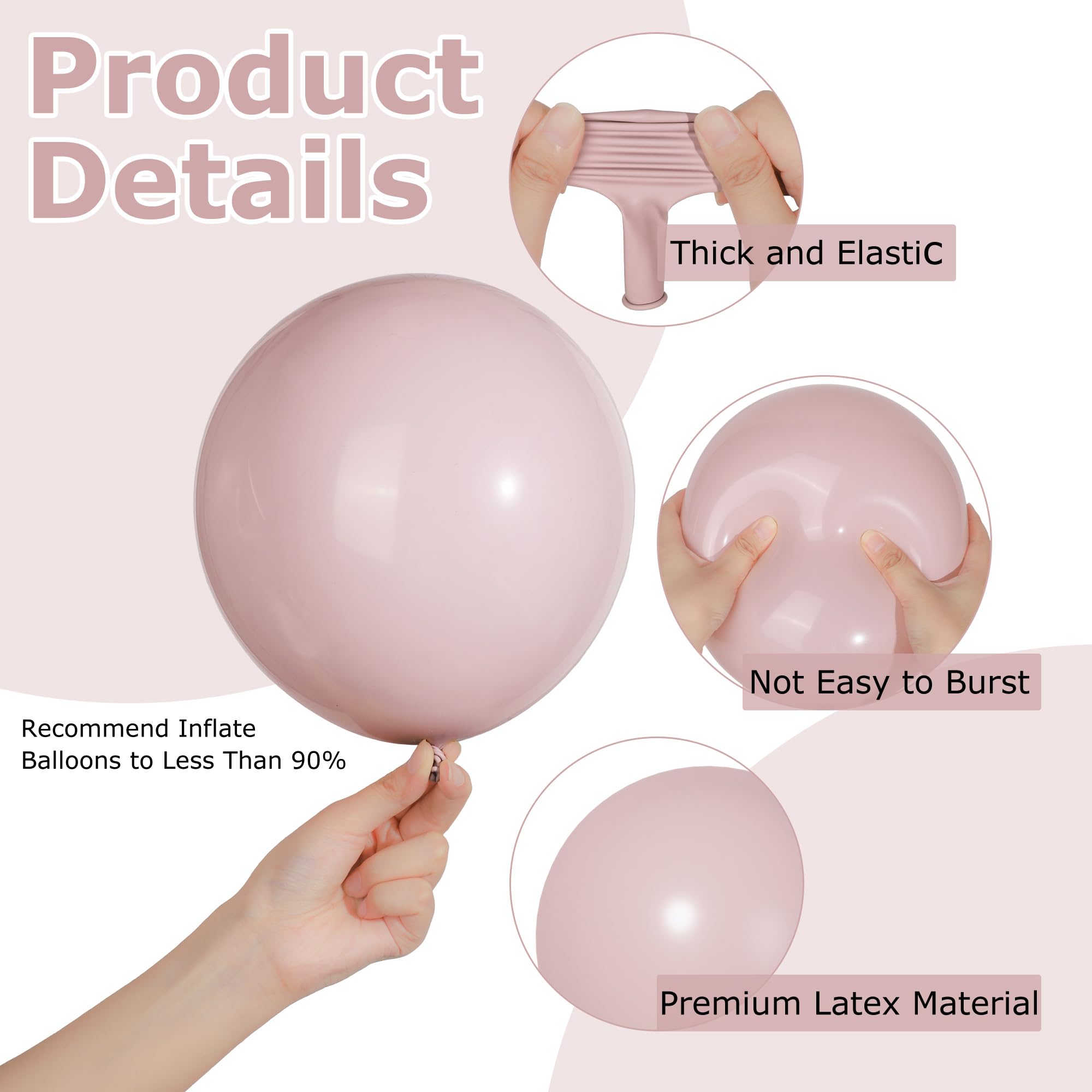 Ouddy Party 129-Pcs Dusty Pink Balloon Arch Kit – Boho Blush Balloons for Weddings & Parties