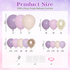 Ouddy Party Dusty Purple Balloon Arch Garland Kit – 18in/12in/10in/5in Balloons in Dusty Purple, Lavender, Sand, Pink, and Rose Gold Confetti