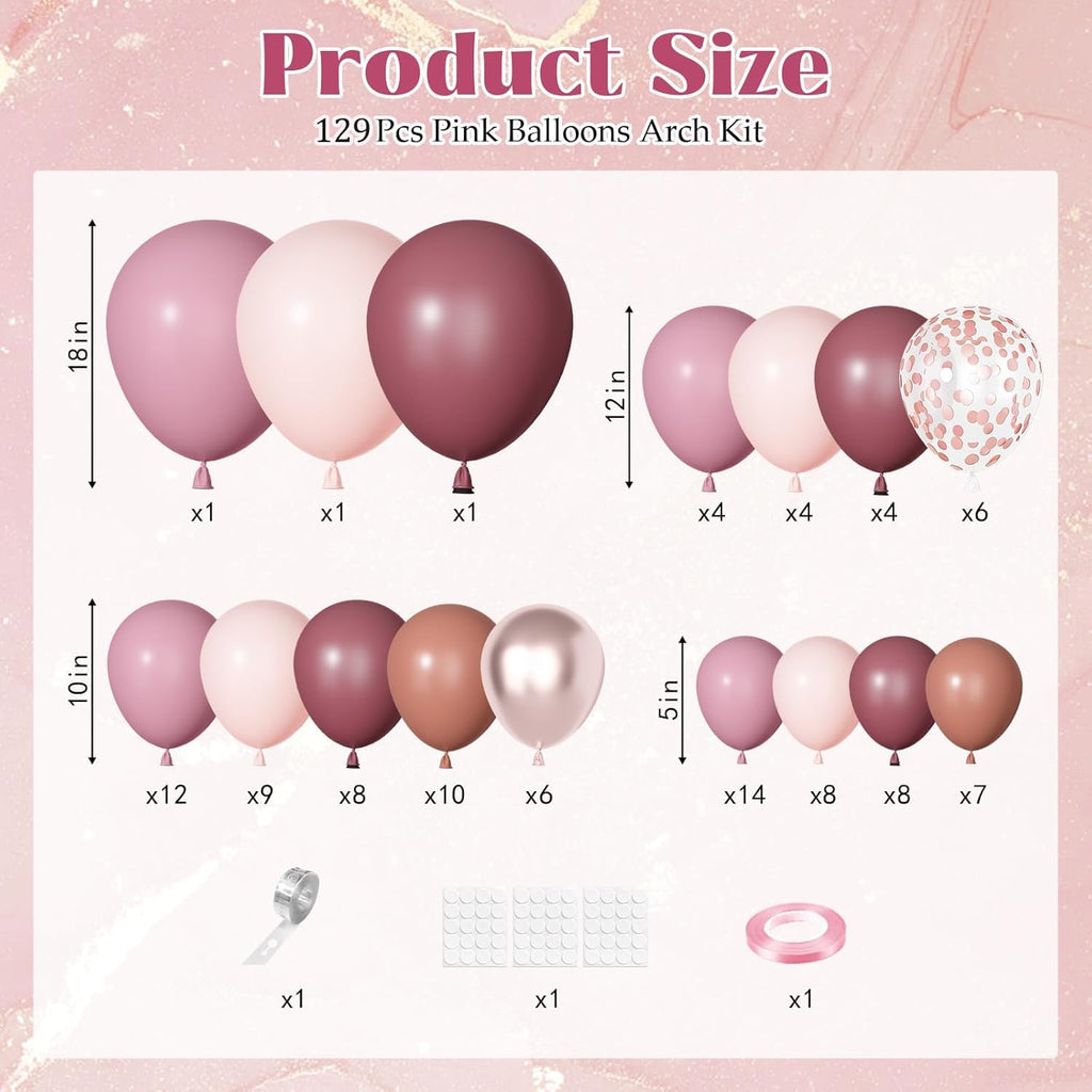Ouddy Party Dusty Rose Balloons Garland Arch Kit | Boho Wedding & Party Decor