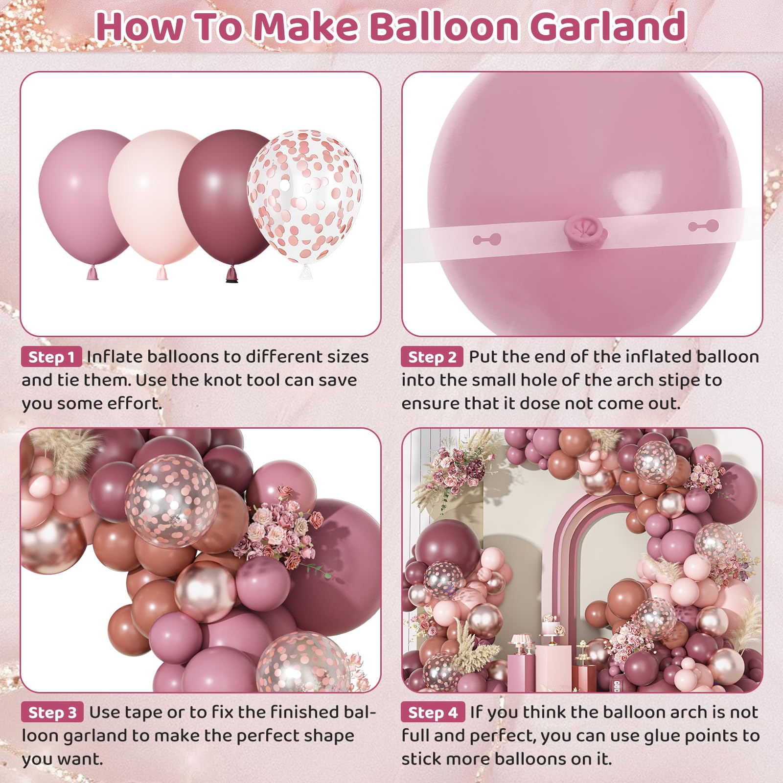 Ouddy Party Dusty Rose Balloons Garland Arch Kit | Boho Wedding & Party Decor