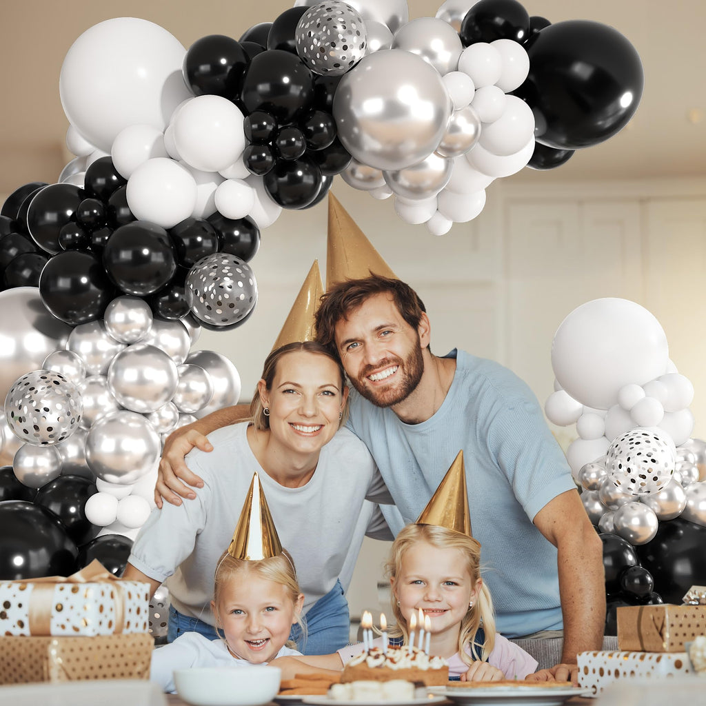 Ouddy Party 149Pcs Black & White Balloon Arch Kit - 18in/12in/10in Latex Balloons