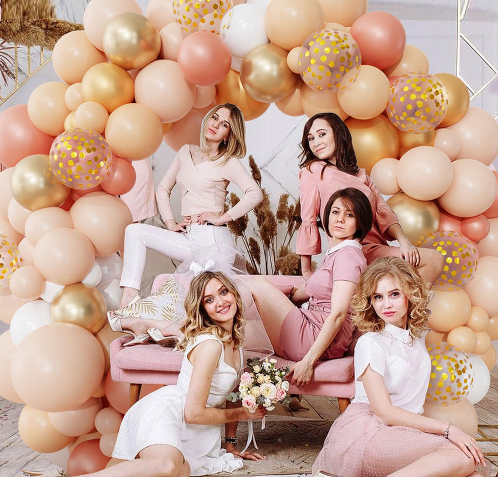Ouddy Party Blush Balloons Arch Kit — 12in/10in/5in Latex Balloons in Peach & Rose Gold for Weddings & Parties