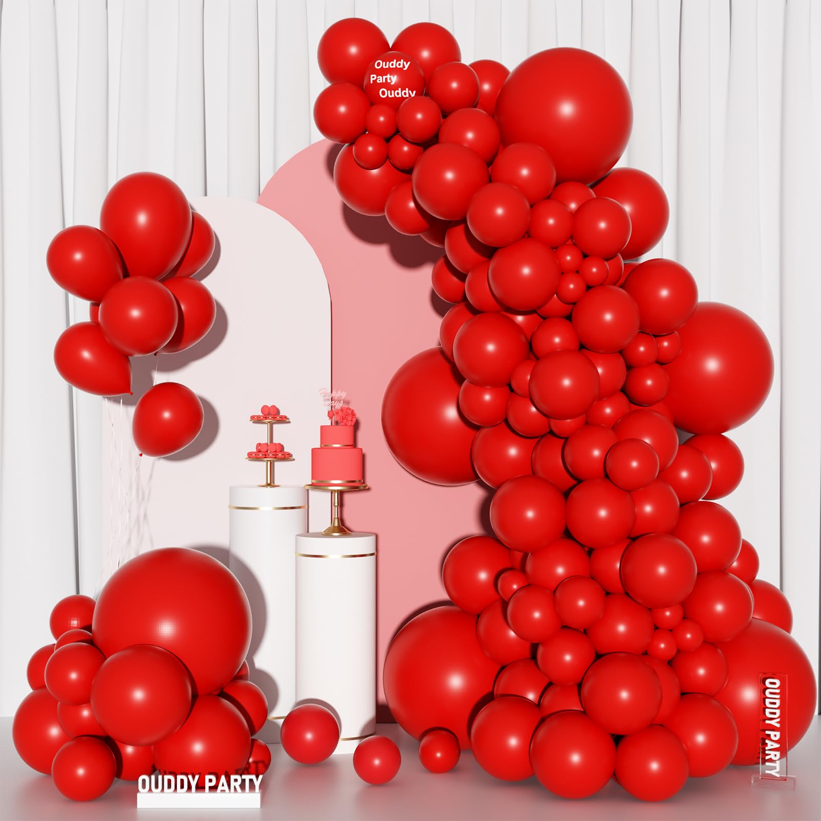 Ouddy Party 129Pcs Red Balloons Kit: Arch Garland & Party Decor
