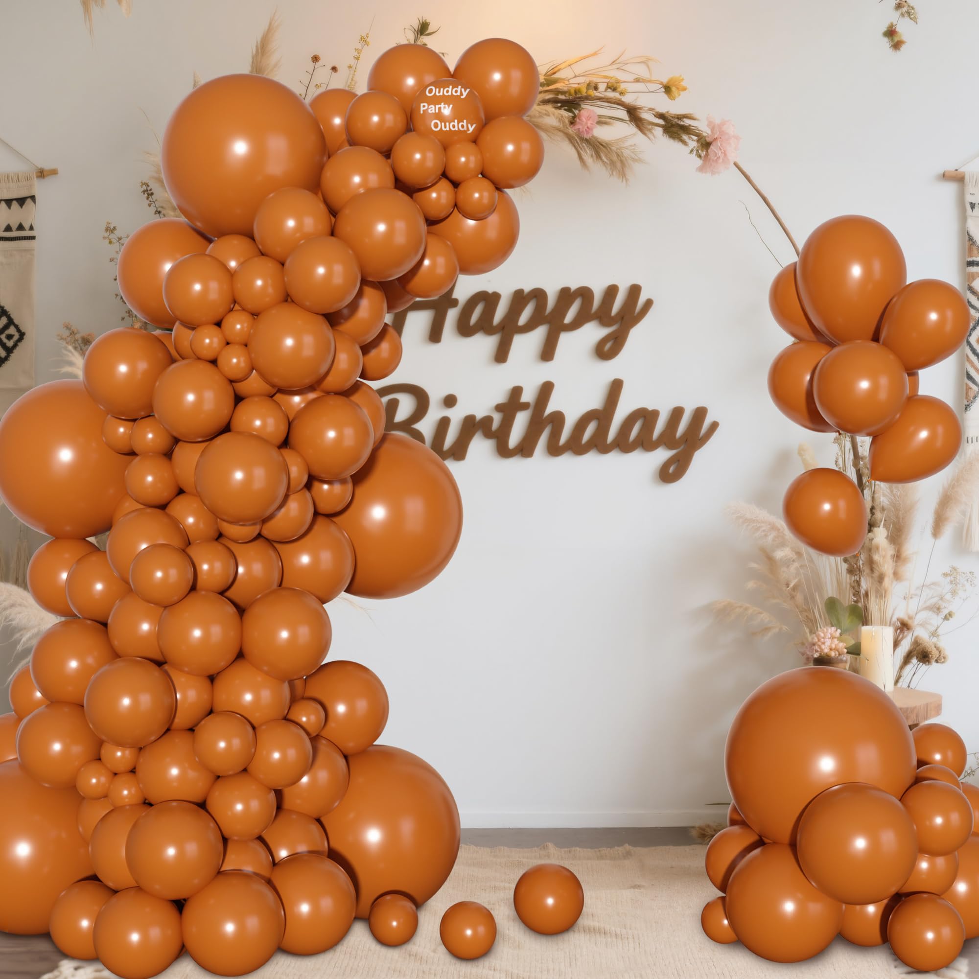 Ouddy Party 129Pcs Burnt Orange Balloon Arch Kit – 18/12/10/5in Latex Balloons